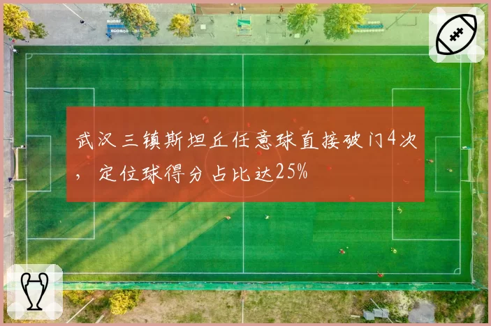 武汉三镇斯坦丘任意球直接破门4次，定位球得分占比达25%